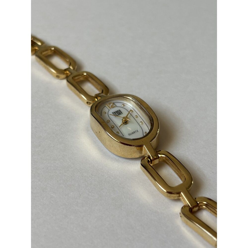 Faded Glory Gold Tone MOP Chain Link Wristwatch WORKS